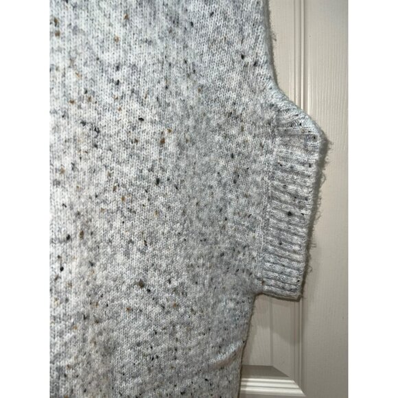 New Bishop + Young SOFT Speckled Gray Knit Poncho Sweater Turtleneck Small - Picture 6 of 11
